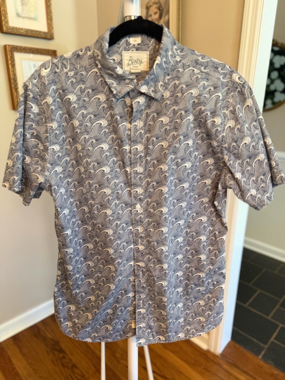 Bixby Nomad Men's Blue Wave-Print Short Sleeve Shirt